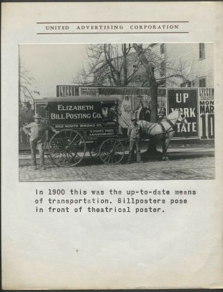Elizabeth Nj Bill Posting Company Sam Pratt Wagon C.  1901 Historic Photograph
