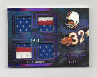 2020 Leaf In The Game Quad Game Jerseys Oj Simpson 1973 Remember 8/12