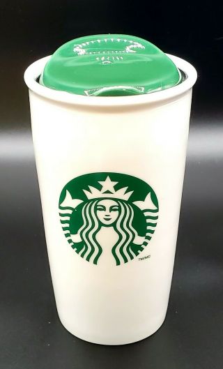 2014 Starbucks 12 Oz.  Coffee Mug Cup White Ceramic Travel Mermaid Tumbler