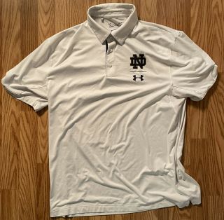NOTRE DAME FOOTBALL TEAM ISSUED UNDER ARMOUR POLO & SHIRT LARGE 2