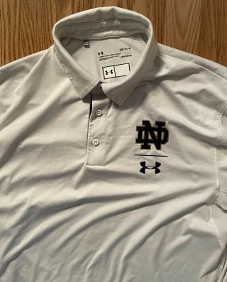 NOTRE DAME FOOTBALL TEAM ISSUED UNDER ARMOUR POLO & SHIRT LARGE 3
