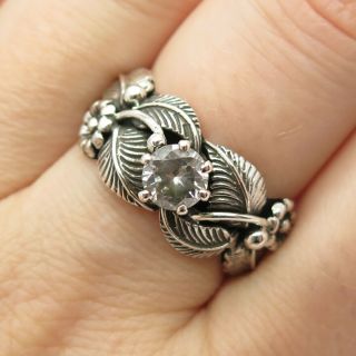 Les Baker Jewelry Old Pawn 925 Sterling Silver Floral Tribal Band Ring Size 8.  5