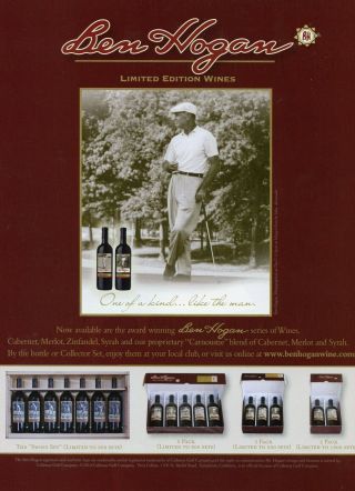 Ben Hogan Limited Edition Wines Print Ad