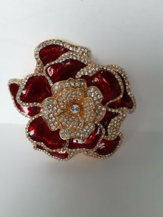 Joan Rivers Elegance In Bloom Swarvoski Rose Large Pin Brooch Rare.