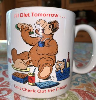 1987 Alf Coffee Cup “i’ll Diet Tomorrow.  Let’s Check Out The Fridge”