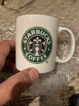 2005 Starbucks 9 Oz White Ceramic Coffee Cup Mug W/ Green Mermaid Siren Logo