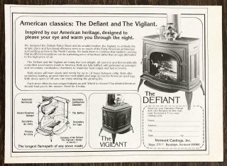 1977 Vermont Castings Woodstoves Print Ad The Defiant And The Vigilant
