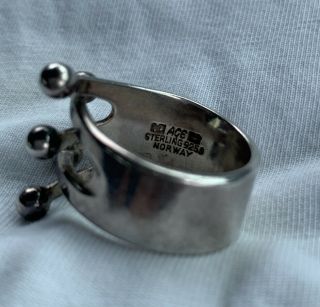 Vintage Norway Modernist Anna Greta Eker Age Sterling Silver Jester Ring Size 6