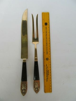 Vintage Willy Made In Siam Knife And Fork Thailand Carving Set
