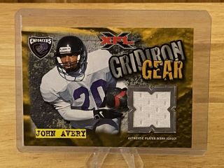 John Avery 2001xfgridiron Gear Authentic Player Worn Jersey Football Card