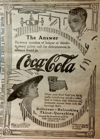 1912 Very Rare Coca Cola Newspaper Ad.  Lady Getting A Coke.  5 X 7 Ad.