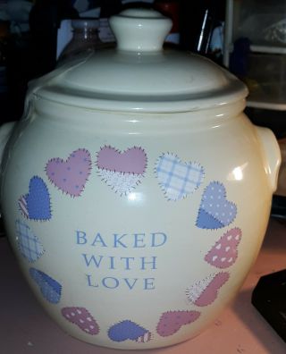 Treasure Craft Baked With Love Patchwork Heart Cookie Jar Canister Craft Paint