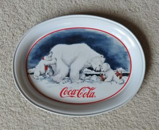 1996 Coca Cola Polar Bear Collector Tray - Made In Usa -