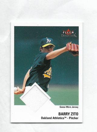 Barry Zito Fleer Tradition Game Worn Jersey Trading Baseball Card