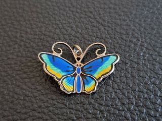 Norway David Andersen 925 Sterling Silver Enamelled Butterfly Pendant