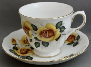 QUEEN ANNE TEACUP & SAUCER - YELLOW ROSES M 154 2