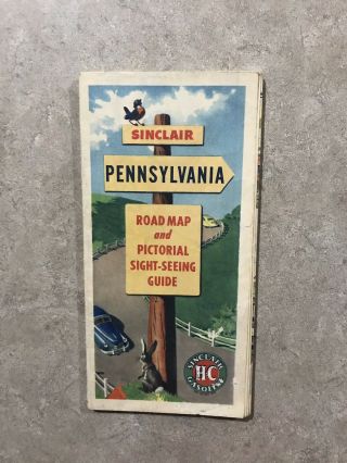 1940’s Sinclair Gasoline Pennsylvania Road Map