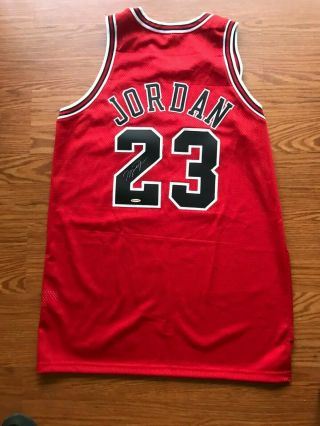 Michael Jordan Bulls Red Jersey Nike Size 48,  Signed Upper Deck Made In Usa