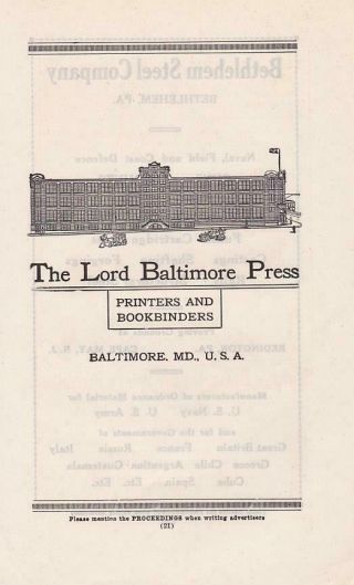 1920 The Lord Baltimore Press Print - Ad/ Great Art Of Hq Building/