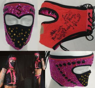 Lady Shani Signed Ring Worn Mask Bas Beckett Aaa Lucha Libre Autograph