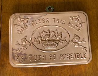 God Bless This Home Rectangle Copper Jello Mold With Brass Hanger
