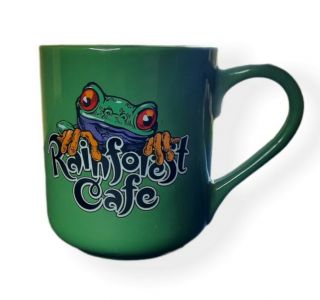 Rainforest Cafe Cha Cha Large Green Coffee Cup Mug Frog 16 Oz 2000 Restaurant