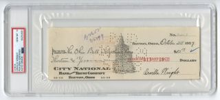 Orville Wright Historic Aviator Autographed Check 1929 Psa Slabbed Gem 10