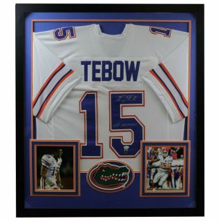 Tim Tebow Signed Florida Gators Framed Premium Deluxe Jersey - Seller