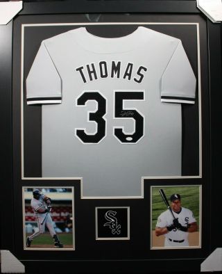 Frank Thomas (white Sox Grey Tower) Signed Autographed Framed Jersey Jsa