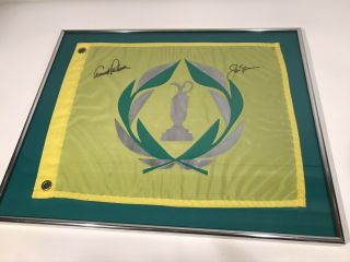 Jack Nicklaus & Arnold Palmer Signed Memorial Flag Masters Muirfield Village