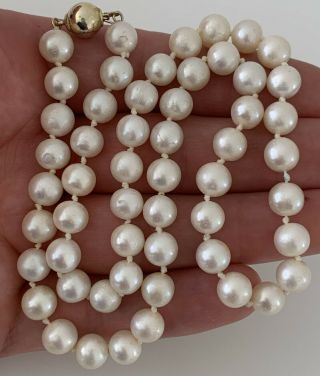 Solid Silver Gilt Large Cultured Pearl Necklace,  925