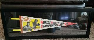 Framed Muhammad Ali Signed Frazier/ali World Championship Fight Pennant - Psa Dna