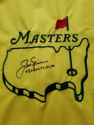 Signed Undated Masters Pin Flag W/jack Nicklaus & Years Won Jsa L.  O.  A Autograph