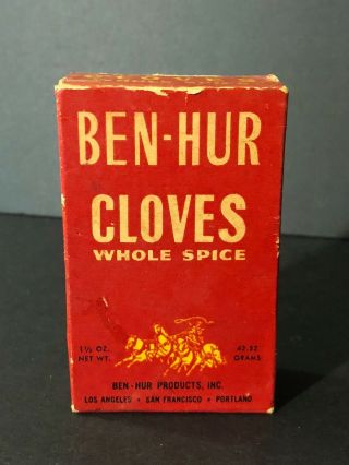 Vintage Collectible Spice Ben - Hur Cloves 1 1/2 Oz.  Box