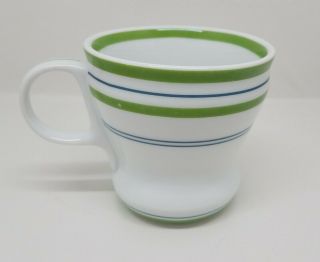 Starbucks Coffee Mug Cup 2007 Green Blue Stripe on White 12oz.  Retro Diner Style 3