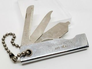 Vintage The Sea Gull Hotel Miami Beach Florida Pocket Knife Multi Tool Key Chain