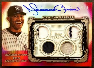 Mariano Rivera 2020 Topps Sterling Strikes On Card Quad Logo Patch Auto 5/5 1/1