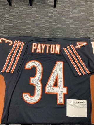 1985 Chicago Bears Team Signed Pro Style Walter Payton Xl Jersey 28 Sigs 29893