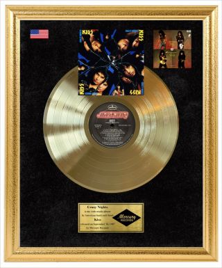 Kiss - Crazy Nights Vinyl Record Framed Gold Metallized Lp Display