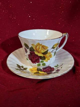 Royal Sutherland H M Yellow Floral Tea Cup And Saucer