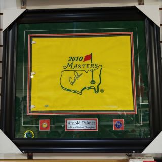 Arnold Palmer Signed Framed 2010 Masters Pin Flag