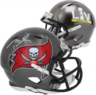 Tom Brady Tb Buccaneers Bowl Lv Champs Signed Sb Lv Champs Mini Helmet