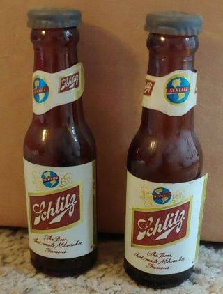 Vintage Schlitz Beer Mini Salt And Pepper Shakers