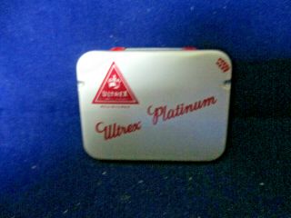 1950s Vintage Ultrex Platinum Metal Tin 3 Rubber Prophylactic Condoms