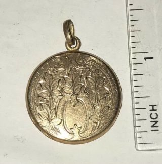 Antique Victorian 1/4 Gold Shell Etched Locket Watch Fob