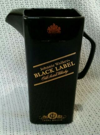 Johnnie Walker Black Label Old Scotch Whisky Whiskey Ceramic Pitcher Jug 7.  5 ".