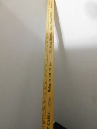 Vtg Wood 48 " Yardstick The Bank Of Casey Casey Illinois Going To Bat For You