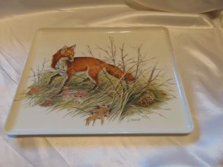 James Lockhart Red Fox Tray Audubon 12 " X 9 1/2 " Made In Italy Walden Press