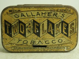 Very Old Gallahers Two Flakes Tobacco Matchstriker Advertising Tin - Rare L@@k