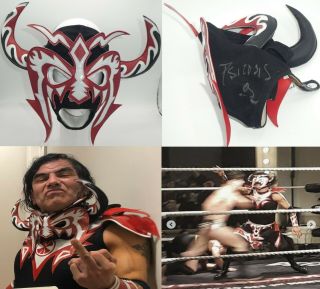 Psicosis Signed 2020 Ring Worn Mask Bas Beckett Wwe Wcw Ecw Aaa Lucha Libre